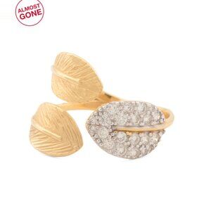I. REISS Gold/Diamond Made In Israel 14kt Gold Diamond Leaf Ring